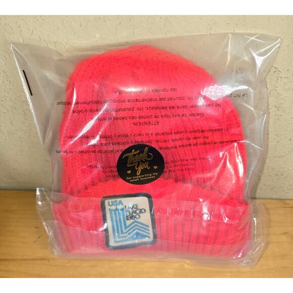 Usa Lake Placid 1980 Patch on Red Beanie Vintage 1980 Retro Winter Olympics - Picture 8 of 8